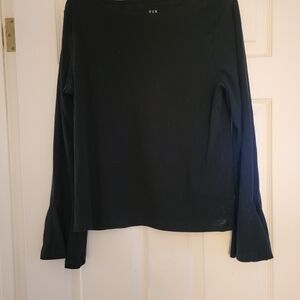 Black Long-Sleeve Ribbed Top